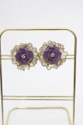 Michal Negrin / 薔薇モチーフイヤリング  ラベンダーＸゴールド I-25-05-11-012-LO-AC-HD-ZI