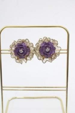 画像1: Michal Negrin / 薔薇モチーフイヤリング  ラベンダーＸゴールド I-25-05-11-012-LO-AC-HD-ZI