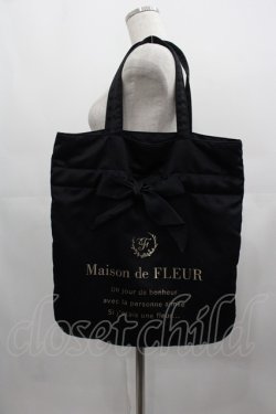 画像1: Maison de FLEUR / シングルリボントートバッグ  黒 I-25-05-11-024-LO-BG-HD-ZI