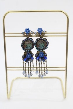 画像1: Michal Negrin / カボションチェーンビーズイヤリング  青ＸAGD I-25-05-11-005-LO-AC-HD-ZI