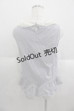 画像2: Franche Lippee / レース襟ノースリーブストライプブラウス  ネイビーＸ白 I-25-05-14-046-LO-BL-HD-ZI