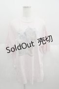 merry jenny / cat ribbon big tee  ピンク I-25-05-14-054-LO-TO-HD-ZI