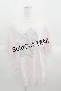 merry jenny / cat ribbon big tee  ピンク I-25-05-14-054-LO-TO-HD-ZI