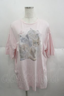 画像1: merry jenny / cat ribbon big tee  ピンク I-25-05-14-054-LO-TO-HD-ZI