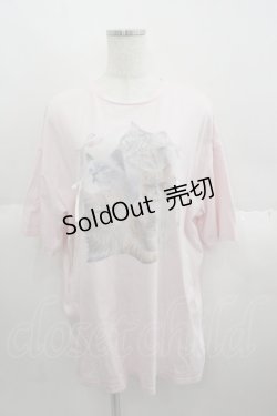 画像1: merry jenny / cat ribbon big tee  ピンク I-25-05-14-054-LO-TO-HD-ZI