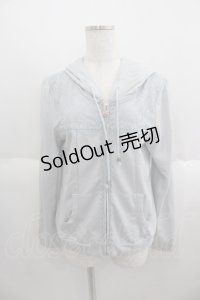 axes femme / レース切り替えパーカー  サックス I-25-05-14-056-AX-TO-HD-ZI