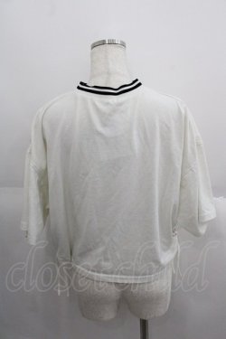 画像2: axes femme / 胸元刺繍半袖カットソー  白Ｘ黒 I-25-05-14-061-AX-TO-HD-ZI