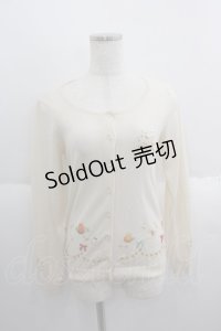 Cherir la femme / パーティ刺繍ニットカーディガン  アイボリー I-25-05-14-065-LO-TO-HD-ZI