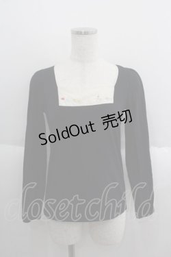画像1: Franche Lippee / にわとりひよこ刺繍レースカットソー  黒Ｘ白 I-25-05-14-066-LO-TO-HD-ZI