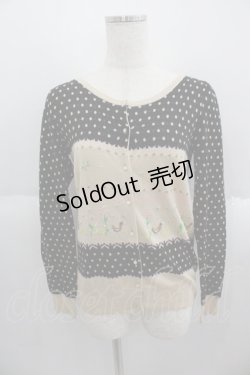 画像1: Franche Lippee / とりさん刺繍ドットカーディガン  黒Ｘベージュ I-25-05-14-068-LO-TO-HD-ZI