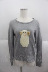 franche lippee black / ボアアニマルカットソー  グレーＸアイボリー I-25-05-14-069-LO-TO-HD-ZI