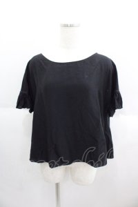 Franche Lippee / 袖先フリル半袖トップス  黒 I-25-05-14-072-LO-TO-HD-ZI