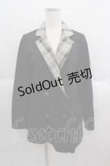axes femme POETIQUE / ポイントチェックロングジャケット M 黒 I-25-05-14-075-AX-JA-HD-ZI