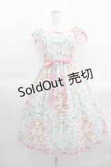 BABY,THE STARS SHINE BRIGHT / Ruban le Lien a la mode柄ミニ袖ジャンパースカート  レモンＸミント I-25-05-14-090-BA-OP-HD-ZI