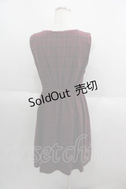 画像2: axes femme POETIQUE / チェックノースリーブワンピース  エンジ I-25-05-14-099-AX-OP-HD-ZI