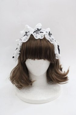画像1: To Alice / はしごレースリボンヘッドドレス  黒Ｘ白 I-25-05-14-022-LO-AC-HD-ZI