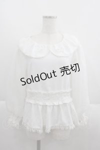 mille fille closet / ハートくりぬき襟ブラウス  白 I-25-05-19-004-LO-BL-HD-ZI