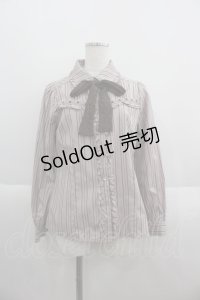 axes femme / ストライプ長袖ブラウス  ピンク I-25-05-19-006-AX-BL-HD-ZI