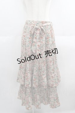 画像1: axes femme / 花柄プリーツティアードスカート  ベージュ I-25-05-19-086-AX-SK-SZ-ZT495