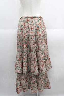 画像2: axes femme / 花柄プリーツティアードスカート  ベージュ I-25-05-19-086-AX-SK-SZ-ZI