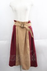 画像1: 【SALE】axes femme / バイカラーミディスカート M ボルドー×ベージュ I-25-05-19-088-AX-SK-HD-ZT503 (1)
