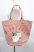 PINK HOUSE / ホワイトローズ刺繍バッグ  ピンク I-25-05-19-105-LO-BG-HD-ZI