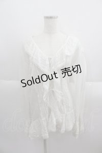 PINK HOUSE / 縦レース切り替えオーバーブラウス  白 I-25-05-19-012-LO-BL-HD-ZI