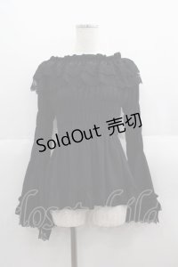 ATELIER PIERROT / Shirring princess sleeve blouse  ブラック I-25-05-19-015-EL-BL-HD-ZI