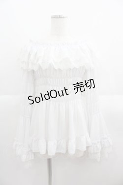 画像1: ATELIER PIERROT / Shirring princess sleeve blouse  白 I-25-05-19-016-EL-BL-HD-ZI