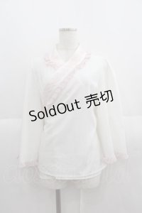 axes femme kawaii / 衿レース付き和風ブラウス M ホワイト I-25-05-19-024-AX-BL-HD-ZI