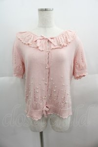PINK HOUSE / パール使い透かし柄ニットカーディガン  ピンク I-25-05-19-034-LO-TO-HD-ZY