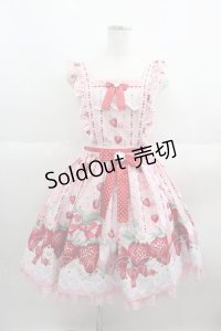 Angelic Pretty / Little Bunny Strawberryエプロン風スカート  ピンク I-25-05-19-039-AP-SK-HD-ZI
