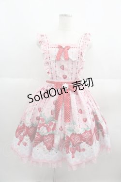 画像1: Angelic Pretty / Little Bunny Strawberryエプロン風スカート  ピンク I-25-05-19-039-AP-SK-HD-ZI