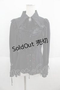 Ozz oneste / 薔薇刺繍ジャボタイ付きブラウス  ブラック I-25-05-23-007-OO-BL-HD-ZI