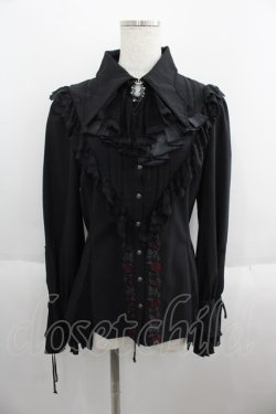 画像1: Ozz oneste / 薔薇刺繍ジャボタイ付きブラウス  ブラック I-25-05-23-007-OO-BL-HD-ZI
