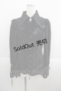 画像1: Ozz oneste / 薔薇刺繍ジャボタイ付きブラウス  ブラック I-25-05-23-007-OO-BL-HD-ZI