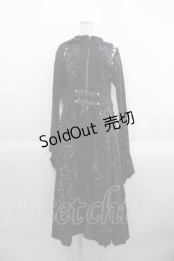 画像1: DARK RED  RUM / ダメージガーゼ変形袖前開きワンピース  ブラック I-25-05-23-062-HN-OP-HD-ZI