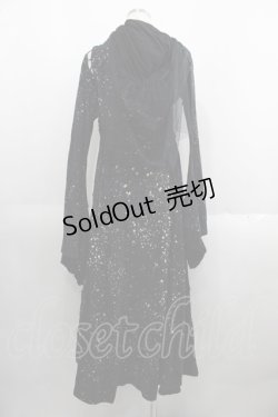 画像2: DARK RED  RUM / ダメージガーゼ変形袖前開きワンピース  ブラック I-25-05-23-062-HN-OP-HD-ZI