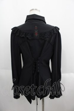 画像2: Ozz oneste / 薔薇刺繍ジャボタイ付きブラウス  ブラック I-25-05-23-007-OO-BL-HD-ZI