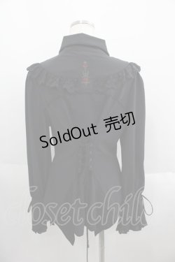画像2: Ozz oneste / 薔薇刺繍ジャボタイ付きブラウス  ブラック I-25-05-23-007-OO-BL-HD-ZI