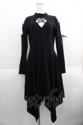DARK IN LOVE / Punk hollow star chest dress with sexy ribbon sleeves XL ブラック I-25-05-23-072-PU-OP-HD-ZI