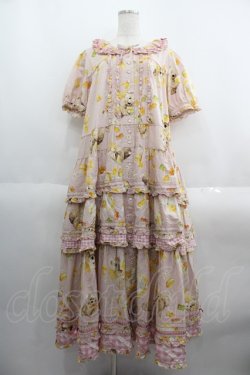 画像1: PINK HOUSE / ハニーレモンテディプリントパッチワークワンピース  ピンク I-25-05-23-079-LO-OP-HD-ZI