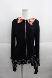 gouk / 着物袖ダブルジップパーカー  ブラック I-25-05-23-013-GO-TO-HD-ZI