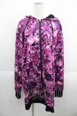 画像1: NieR Clothing / シルエットNieRちゃん総柄パーカー  ピンクＸ黒 I-25-05-23-025-PU-BL-HD-ZI