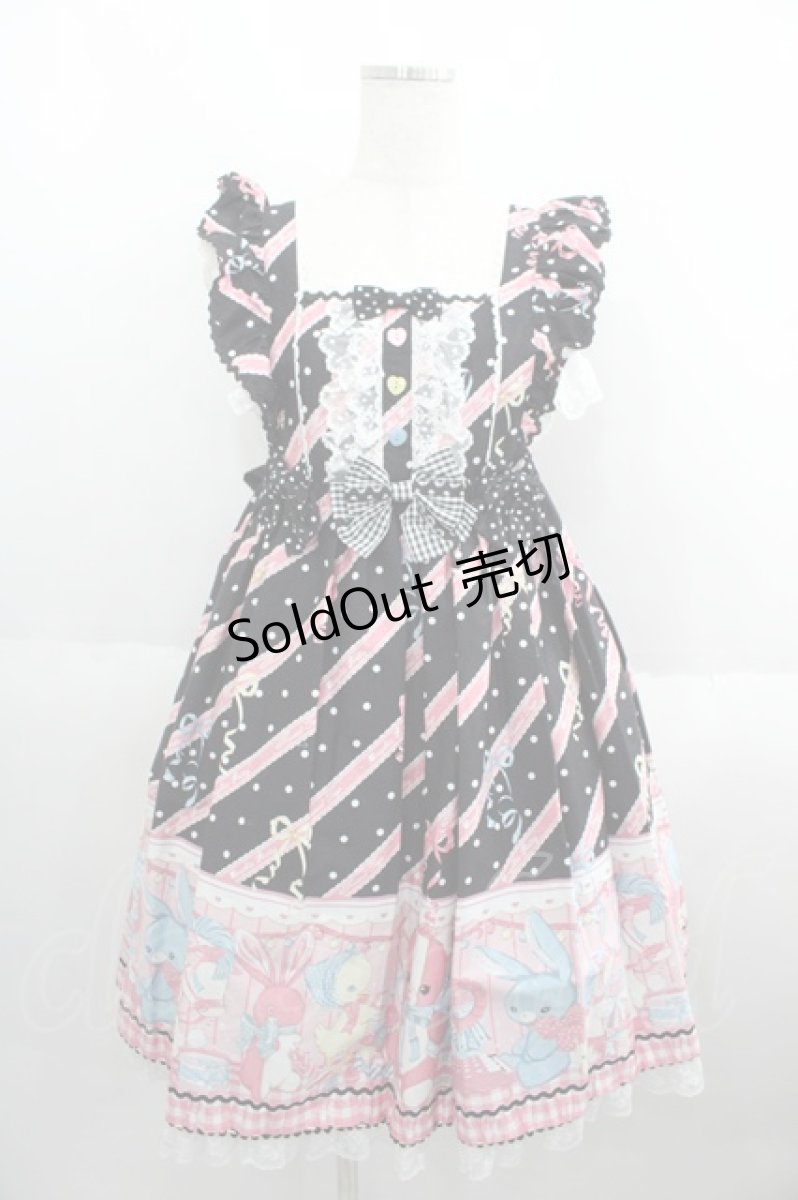 画像1: Angelic Pretty / MELODY TOYSハイウエストジャンパースカート  黒 I-25-05-23-027-AP-OP-HD-ZI (1)