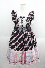 画像1: Angelic Pretty / MELODY TOYSハイウエストジャンパースカート  黒 I-25-05-23-027-AP-OP-HD-ZI (1)