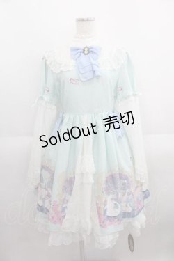 画像1: To Alice / スワンプリントシフォン袖ワンピース M ミントＸ白 I-25-05-29-061-LO-OP-HD-ZI