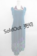 gouk / 朝顔ptホルターネックワンピース  ブルーグリーン I-25-05-29-081-GO-OP-HD-ZI