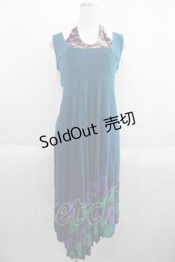 画像1: gouk / 朝顔ptホルターネックワンピース  ブルーグリーン I-25-05-29-081-GO-OP-HD-ZI
