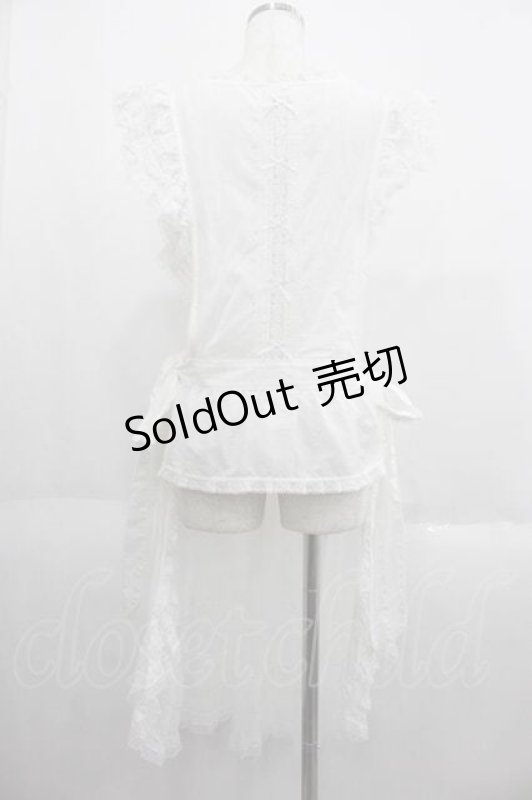 画像2: PINK HOUSE / レース使いフリルタブリエ  白 I-25-05-29-084-LO-ZA-HD-ZY (2)